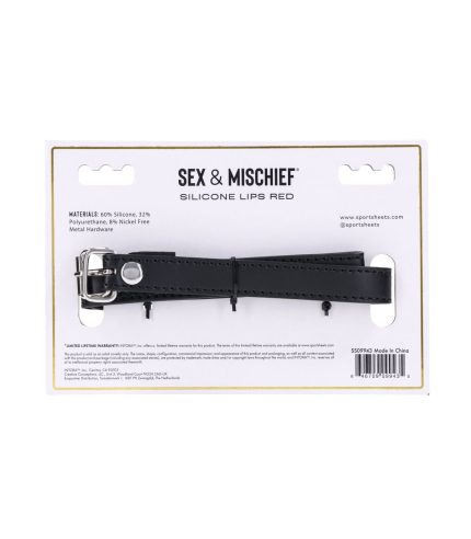 mordaza con forma de labios en color rojo de sex & mischief