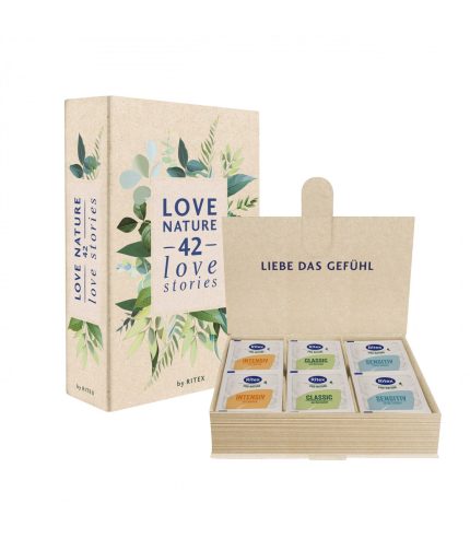 caja de 42 unidades de preservativos pro nature love stories ritex