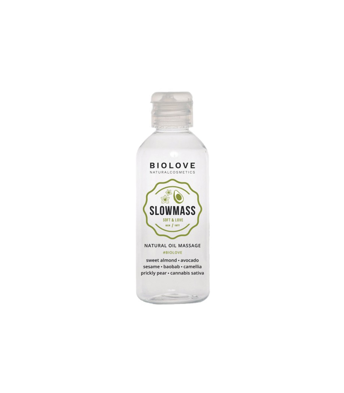 aceite-masaje-biolove-slowmass-125-ml aceite de masaje orgánico slowmass de la marca biolove con ingredientes 100% naturales