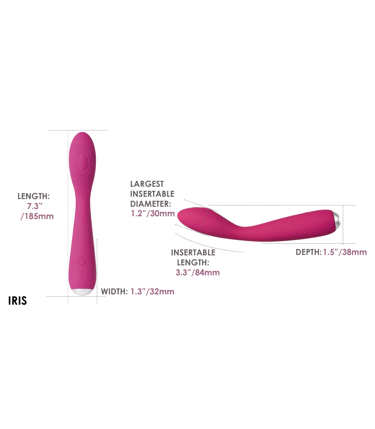 estimulador punto g y clitoris iris en color fucsia