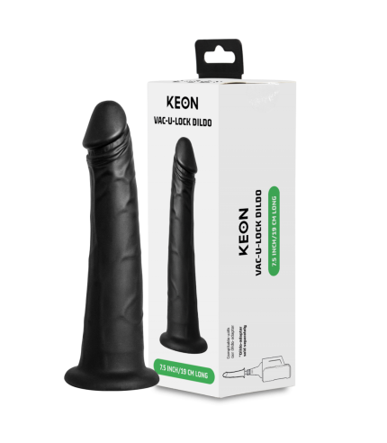 dildo realista de silicona en color negro de la marca kiiroo compatible con keon