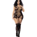 body mod. 1105 de rejilla y ligas integradas en color negro talla única plus size de la marca Mapalé
