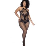 bodystocking rejilla modelo 1116 con apertura en entrepierna color negro talla unica plus size marca mapale