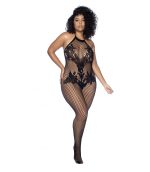 bodystocking rejilla modelo 1116 con apertura en entrepierna color negro talla unica plus size marca mapale