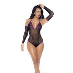 body de rejilla con guantes en color negro talla unica de la marca mapale
