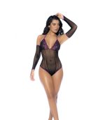 body de rejilla con guantes en color negro talla unica de la marca mapale