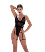 body de rejilla y piel en color negro modelo 2637 de la marca mapale